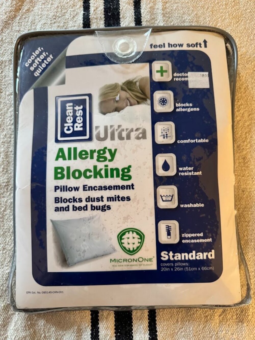 NWT Clean Rest Ultra Allergen Mattress Zip Encasement Cover Standard